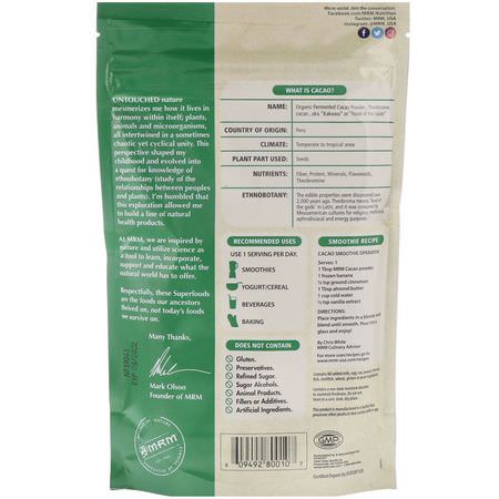 MRM, Organic Fermented Cacao Powder, 8.5 oz (240 g):خبز الش,ك,لاتة, الخلطات
