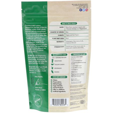 MRM, Raw Organic Maca Root Powder, 8.5 oz (240 g):Maca, المعالجة المثلية