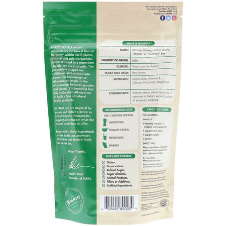 MRM, Raw Organic Moringa Powder, 8.5 oz (240 g):Moringa, سوبرفوودس
