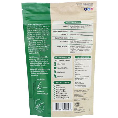 MRM, Raw Organic Turmeric Root Powder, 6 oz (170 g):الكركمين, الكركم