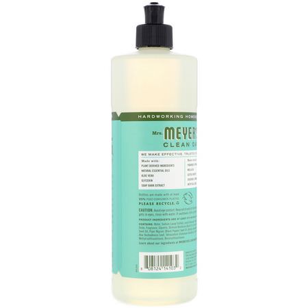 Mrs. Meyers Clean Day, Dish Soap, Basil Scent, 16 fl oz (473 ml):منظفات الأ,اني, طبق