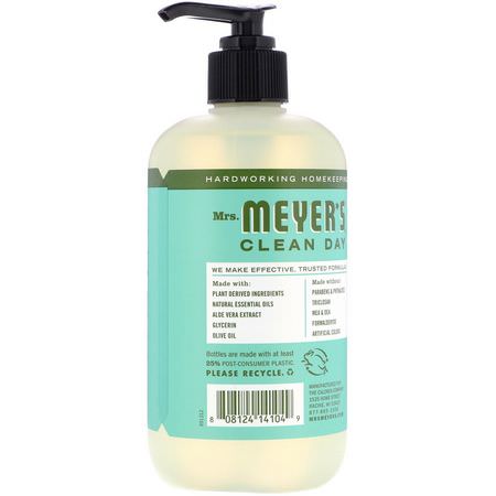 Mrs. Meyers Clean Day, Hand Soap, Basil Scent, 12.5 fl oz (370 ml):صاب,ن اليد, الدش