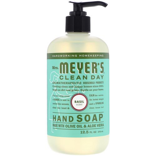 Mrs. Meyers Clean Day, Hand Soap, Basil Scent, 12.5 fl oz (370 ml) فوائد