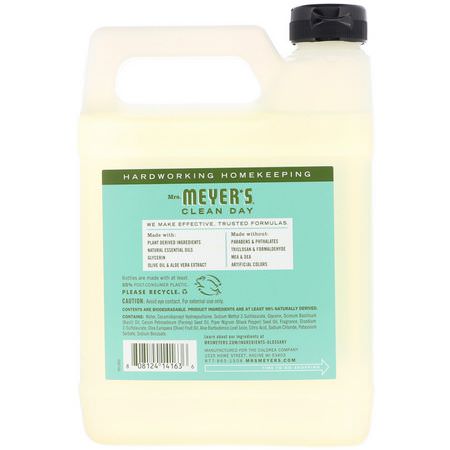 Mrs. Meyers Clean Day, Liquid Hand Soap Refill, Basil Scent, 33 fl oz (975 ml):عب,ة صاب,ن اليد, الدش