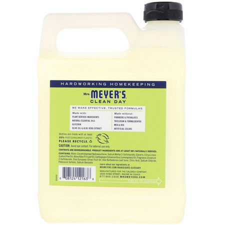 Mrs. Meyers Clean Day, Liquid Hand Soap Refill, Lemon Verbena Scent, 33 fl oz (975 ml):عب,ة صاب,ن اليد, الدش