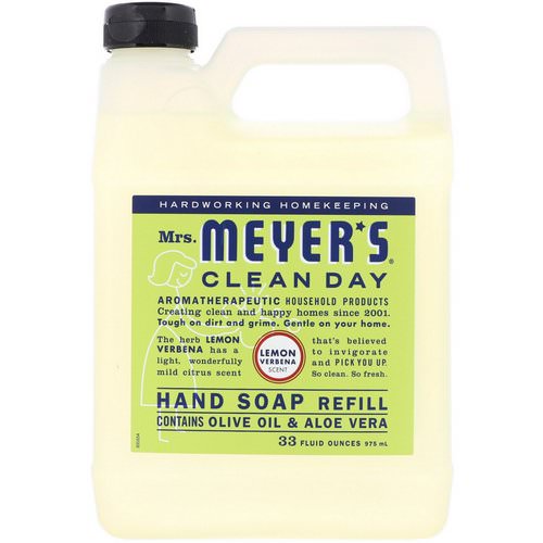 Mrs. Meyers Clean Day, Liquid Hand Soap Refill, Lemon Verbena Scent, 33 fl oz (975 ml) فوائد