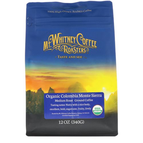 Mt. Whitney Coffee Roasters, Organic Colombia Monte Sierra, Medium Roast Ground Coffee, 12 oz (340 g) فوائد