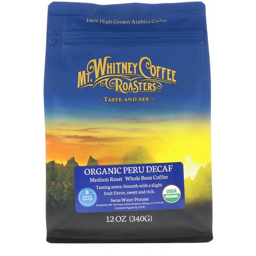 Mt. Whitney Coffee Roasters, Organic Peru Decaf, Medium Roast Whole Bean, 12 oz (340 g) فوائد