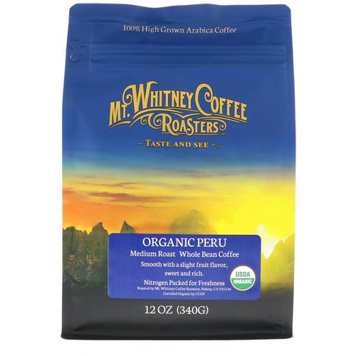Mt. Whitney Coffee Roasters, Organic Peru, Medium Roast Whole Bean Coffee, 12 oz (340 g) فوائد