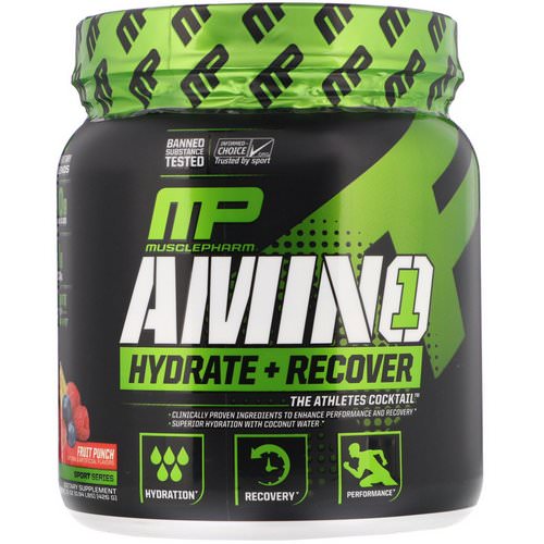 MusclePharm, Amino 1, Hydrate + Recover, Fruit Punch, .15 oz (426 g) فوائد