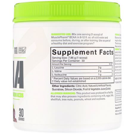 MusclePharm, BCAA Essentials, Grape, 0.52 lb (235.8 g):BCAA,الأحماض الأمينية
