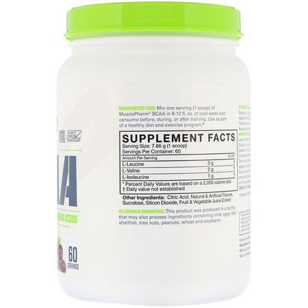 MusclePharm, BCAA Essentials, Grape, 1.04 lb (471.6 g):BCAA,الأحماض الأمينية