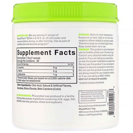 MusclePharm, BCAA Essentials, Orange Mango, 0.52 lb (237 g):BCAA,الأحماض الأمينية