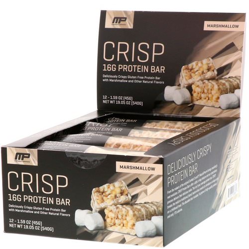 MusclePharm, Combat Crisp Protein Bar, Marshmallow, 12 Bars, 1.59 oz (45 g) Each فوائد