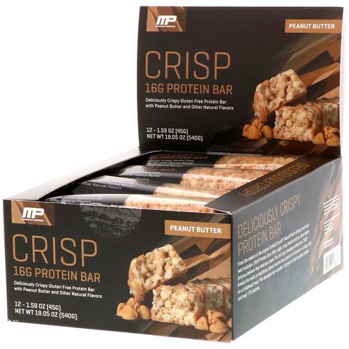 MusclePharm, Combat Crisp Protein Bar, Peanut Butter, 12 Bars, 1.59 oz (45 g) Each فوائد