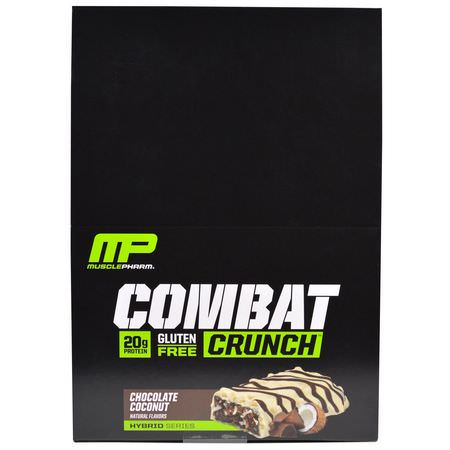 MusclePharm, Combat Crunch, Chocolate Coconut, 12 Bars, (63 g) Each:أل,اح بر,تين الحليب, قضبان بر,تين مصل الحليب
