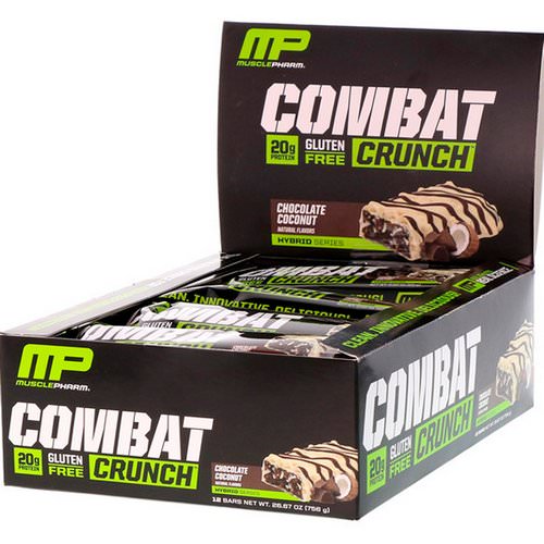 MusclePharm, Combat Crunch, Chocolate Coconut, 12 Bars, (63 g) Each فوائد