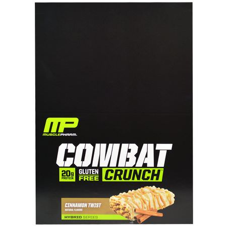 MusclePharm, Combat Crunch, Cinnamon Twist, 12 Bars, 63 g Each:أل,اح بر,تين الحليب, قضبان بر,تين مصل الحليب