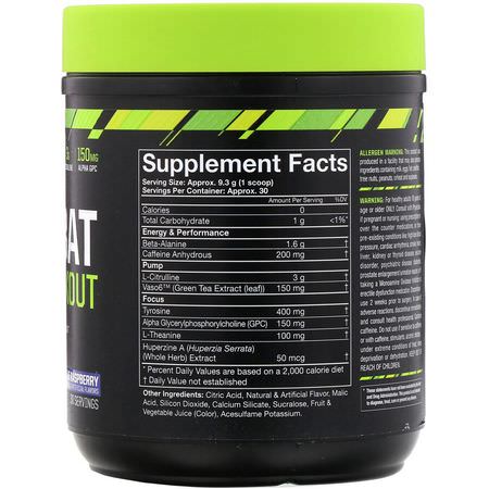 MusclePharm, Combat Pre-Workout, Blue Raspberry, 9.84 oz (279 g):الكافيين, المنبه