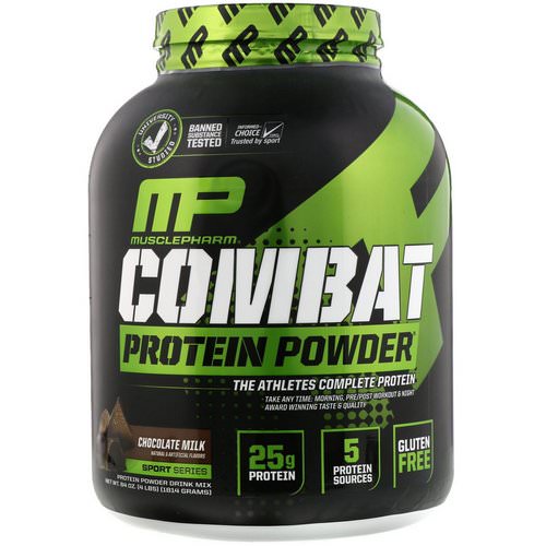 MusclePharm, Combat Protein Powder, Chocolate Milk, 4 lbs (1814 g) فوائد