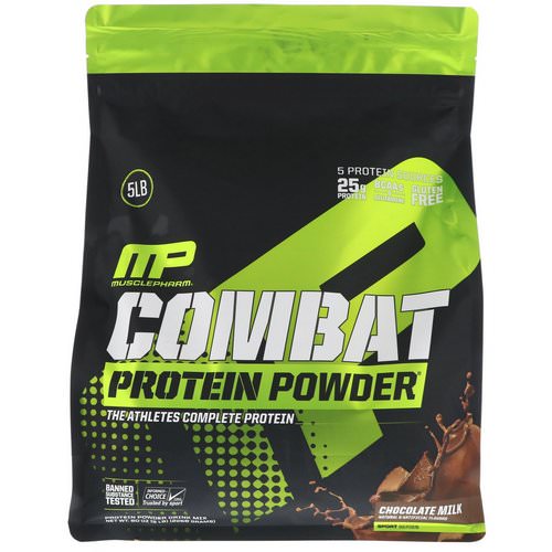MusclePharm, Combat Protein Powder, Chocolate Milk, 5 lb (2268 g) فوائد