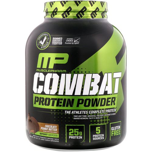 MusclePharm, Combat Protein Powder, Chocolate Peanut Butter, 4 lbs (1814 g) فوائد