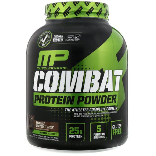 MusclePharm, Combat Protein Powder, Extreme Chocolate Milk, 4 lbs (1814 g) فوائد