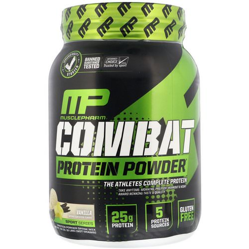 MusclePharm, Combat Protein Powder, Vanilla, 2 lbs (907 g) فوائد