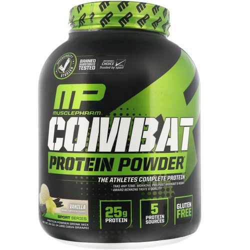 MusclePharm, Combat Protein Powder, Vanilla, 4 lbs (1814 g) فوائد
