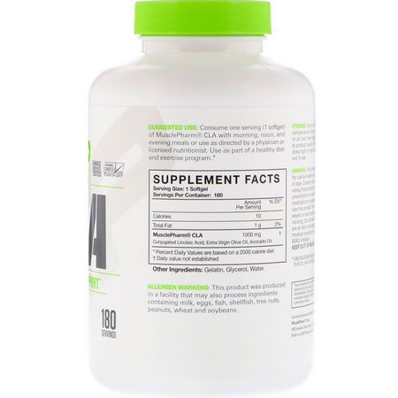 MusclePharm, Essentials, CLA, 1000 mg, 180 Softgels:حمض اللين,ليك المتحد CLA, ال,زن