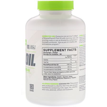MusclePharm, Essentials, Fish Oil, 180 Softgels:زيت السمك أوميغا 3, EPA DHA