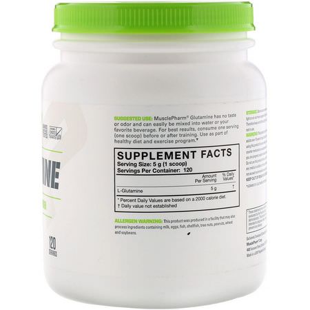MusclePharm, Glutamine Essentials, Unflavored, 1.32 lbs (600 g):L-Glutamine, أحماض أمينية