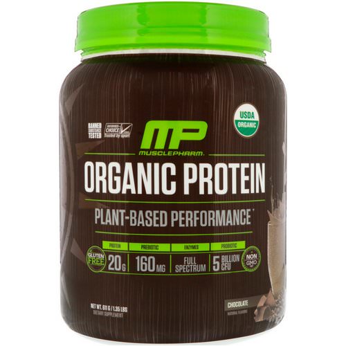 MusclePharm Natural, Organic Protein, Plant-Based, Chocolate, 1.35 lbs (611 g) فوائد