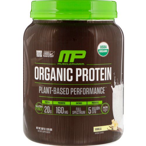 MusclePharm Natural, Organic Protein, Plant-Based, Vanilla, 1.25 lbs (567 g) فوائد