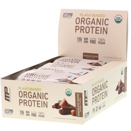 MusclePharm Natural, Plant-Based Organic Protein Bar, Chocolate Toffee, 12 Bars, 1.76 oz (50 g) Each فوائد