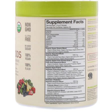 MusclePharm, Organic Superfoods, Unflavored, 7.83 oz:س,برف,دز, الخضر