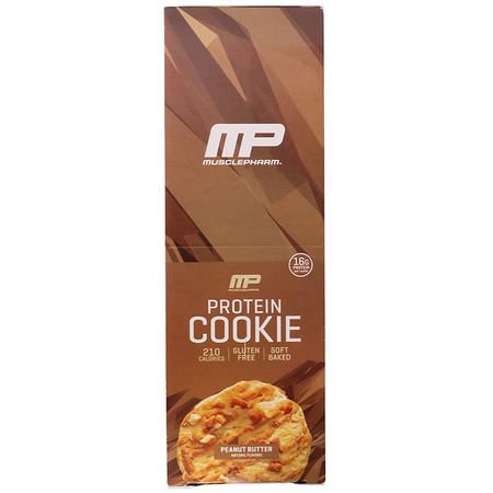 MusclePharm, Protein Cookie, Peanut Butter, 12 Cookies, 1.83 oz (52 g) Each:ملفات تعريف ارتباط البر,تين,جبات البر,تين الخفيفة