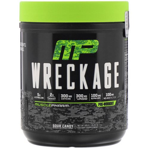 MusclePharm, Wreckage Pre-Workout, Sour Candy, 13.23 oz (375 g) فوائد