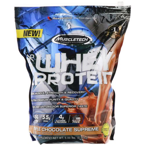 Muscletech, 100% Whey Protein, Triple Chocolate Supreme, 5.00 lbs (2.27 kg) فوائد