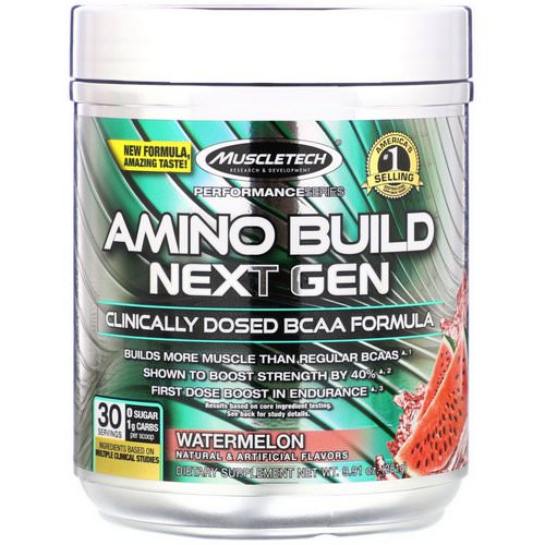 Muscletech, Amino Build, Next Gen BCAA Formula, Watermelon, 9.91 oz (281 g) فوائد