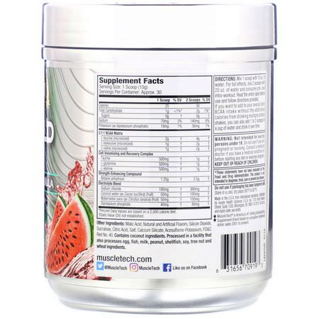 Muscletech, Amino Build, Next Gen BCAA Formula, Watermelon, 9.91 oz (281 g):BCAA,الأحماض الأمينية