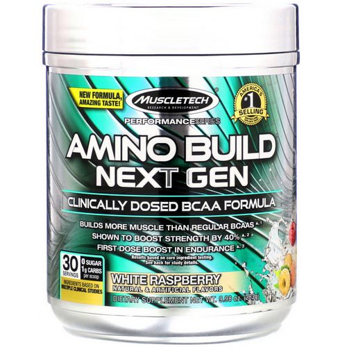 Muscletech, Amino Build, Next Gen BCAA Formula, White Raspberry, 9.98 oz (283 g) فوائد