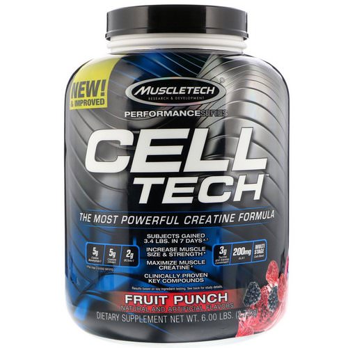Muscletech, Cell Tech, The Most Powerful Creatine Formula, Fruit Punch, 6.00 lb (2.72 kg) فوائد