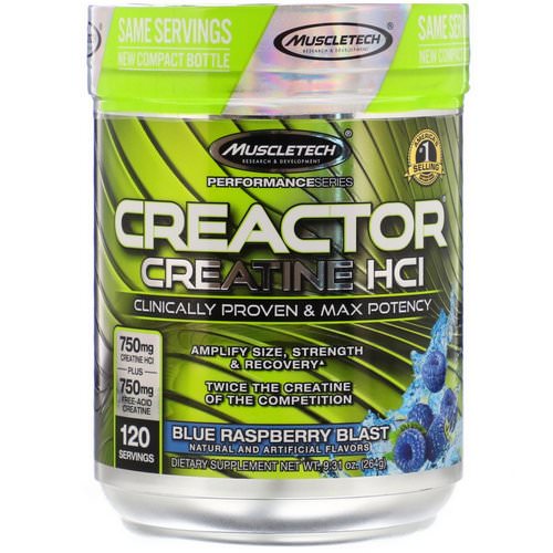 Muscletech, Creactor, Creatine HCI, Blue Raspberry Blast, 9.31 oz (264 g) فوائد