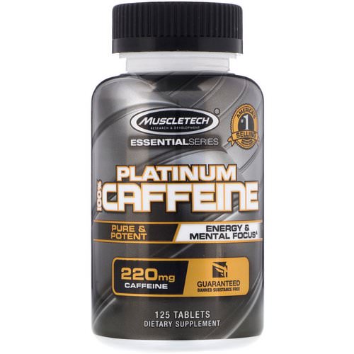 Muscletech, Essential Series, Platinum 100% Caffeine, 220 mg, 125 Tablets فوائد