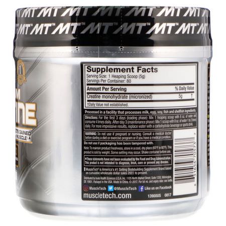 Muscletech, Essential Series, Platinum 100% Creatine, Unflavored, 14.11 oz (400 g):Micronized Creatine Monohydrate