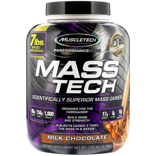 Muscletech, Mass-Tech, Scientifically Superior Mass Gainer Protein Powder, Milk Chocolate, 7.00 lb (3.18 kg) فوائد