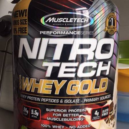 Muscletech, Nitro Tech, 100% Whey Gold, Cookies And Cream, 2.20 lbs (999 g)