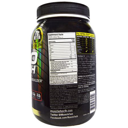 Muscletech, Nitro Tech, Whey Isolate + Lean MuscleBuilder, Vanilla, 2.00 lbs (907 g):بر,تين مصل اللبن, التغذية الرياضية