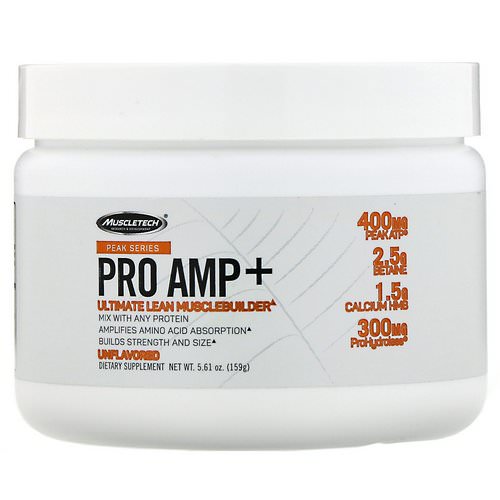 Muscletech, Peak Series, Pro Amp+, Unflavored, 5.61 oz (159 g) فوائد